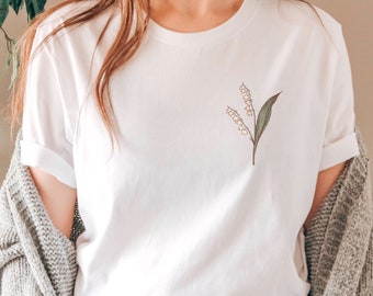 May Birth Flower T-Shirt: Lily of the Valley Floral Tee