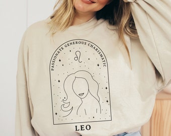 Sudadera personalizada del zodiaco Leo: regalo de cumpleaños de astrología bohemia