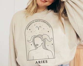 Custom Aries Sweatshirt: Boho Zodiac Sign Astrology Gift