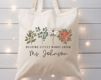 Personalisierte Lehrerin Tragetasche - Blumenmuster, individueller Name
