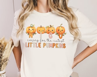 NICU Nurse Halloween Shirt: Caring for Little Pumpkins T-Shirt