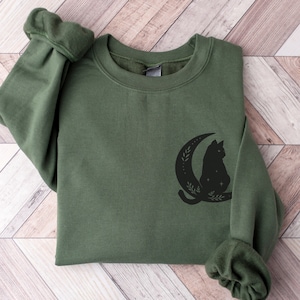 Halloween Sweatshirt, Black Cat Shirt, Halloween Sweater, Halloween Cat Sweatshirt, Gift for Cat Lover Gift, Black Cat Gift for Cat Mom Gift
