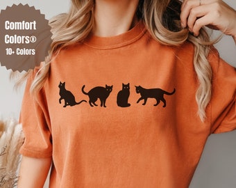 Halloween Black Cat Shirt: Comfort Colors Cat Lover Gift