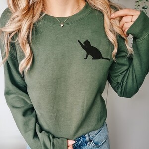 Halloween Sweatshirt, Black Cat Shirt, Halloween Sweater, Halloween Cat Sweatshirt, Gift for Cat Lover Gift, Black Cat Gift for Cat Mom Gift