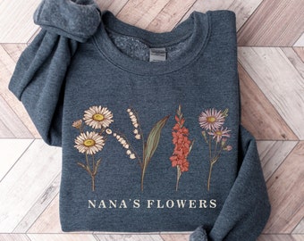 Custom Birth Month Birth Flower Sweatshirt, Grandma's Garden Sweater, Mothers Day Gift for Mom, Personalized Mom Gift, Gift for Grandmother