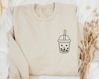 Boba Tea Sweatshirt, Bubble Tea Sweater, Kawaii Boba Shirt, Bubble Tea Sweatshirt, Gift For Boba Lover, Boba Tea Kawaii Clothing, Boba Gift