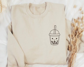 Kawaii Boba Tea Sweatshirt, Bubble Tea Lover Gift