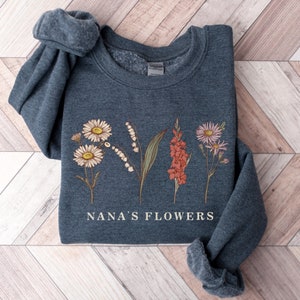 Custom Birth Month Birth Flower Sweatshirt, Grandma's Garden Sweater, Mothers Day Gift for Mom, Personalized Mom Gift, Gift for Grandmother