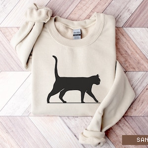 Halloween Sweatshirt, Black Cat Shirt, Halloween Sweater, Halloween Cat Sweatshirt, Gift for Cat Lover Gift, Black Cat Gift for Cat Mom Gift