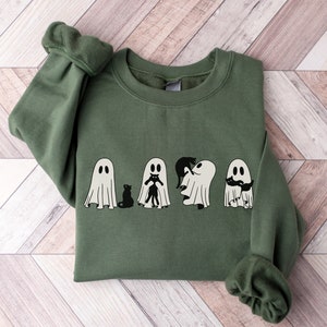 Ghost Cat Halloween Sweatshirt: Spooky Season Cat Lover Gift