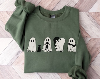 Ghost Cat Halloween-sweater: griezelig seizoen kattenliefhebber cadeau