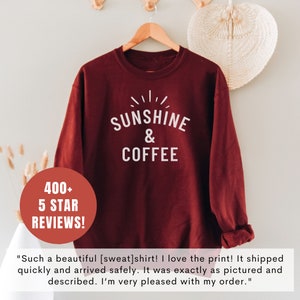 Coffee Sweatshirt Coffee and Sunshine Sweater Spring Crewneck Jumper Coffee Sweater Happy Shirt Coffee Lover Gift Easter Spring Gift image 5