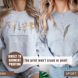 Custom Birth Month Sweatshirt Birth Flower Sweater, Birth Flower Shirt, Grandma's Garden, Personalized Mom Gift Grandma Mother's Day Gift image 2