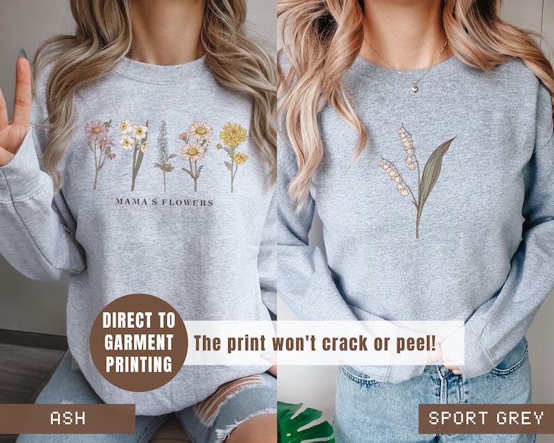 Custom Birth Month Sweatshirt Birth Flower Sweater, Birth Flower Shirt, Grandma's Garden, Personalized Mom Gift Grandma Mother's Day Gift image 2