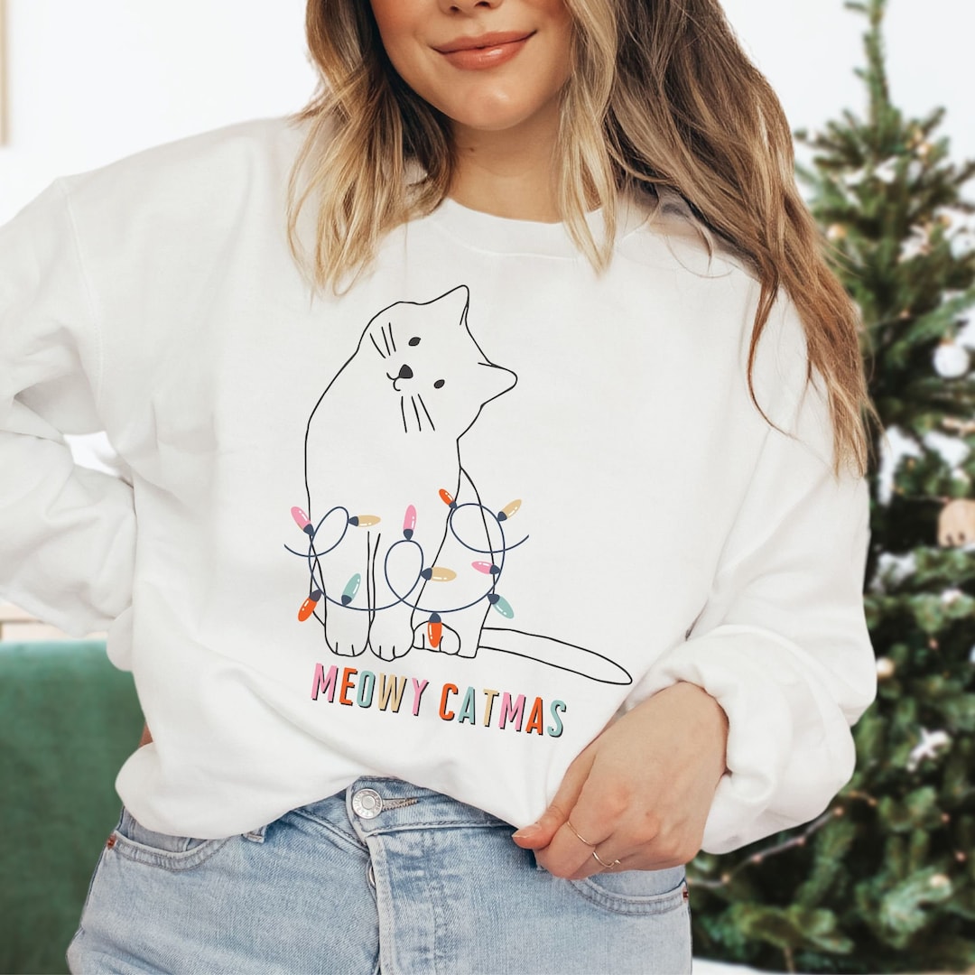 Christmas Sweatshirt, Christmas Cat Sweater, Funny Christmas Cat