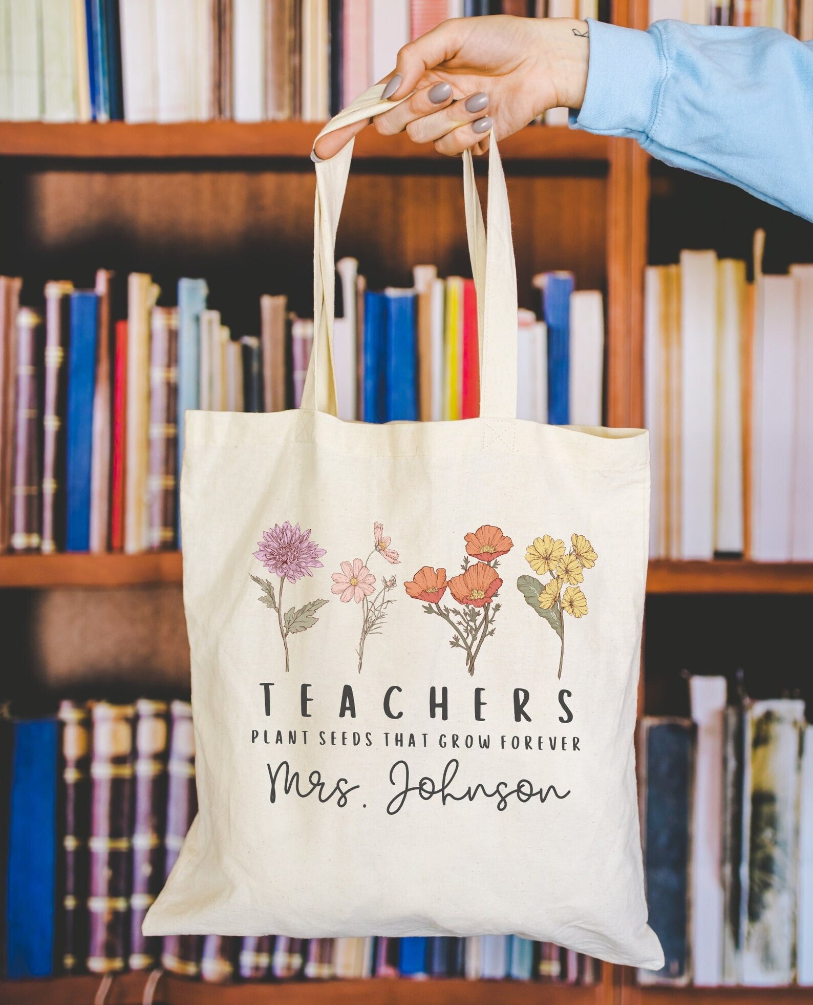 Teacher Tote Bag Personalized Teacher Canvas Tote Custom Teacher Gift ...
