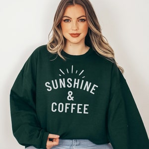 Coffee Sweatshirt Coffee and Sunshine Sweater Spring Crewneck Jumper Coffee Sweater Happy Shirt Coffee Lover Gift Easter Spring Gift image 6