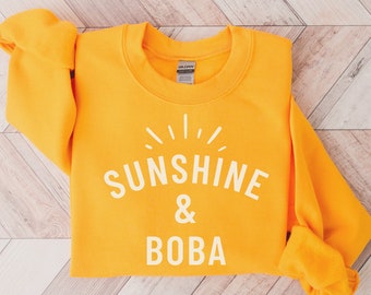 Sunshine & Boba Sweatshirt: Minimalist Bubble Tea Lover Gift