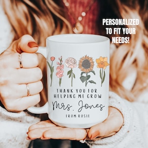 Personalized Teacher Mug Daycare Teacher Gift Ideas, Preschool Thank You Gift, Custom Teacher Gift for Teacher Back to School Thank You Mug