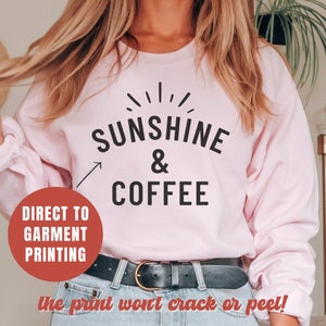 Coffee Sweatshirt Coffee and Sunshine Sweater Spring Crewneck Jumper Coffee Sweater Happy Shirt Coffee Lover Gift Easter Spring Gift image 4