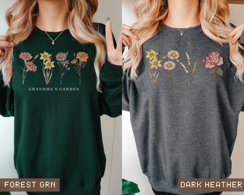 Custom Birth Month Sweatshirt Birth Flower Sweater, Birth Flower Shirt, Grandma's Garden, Personalized Mom Gift Grandma Mother's Day Gift image 8