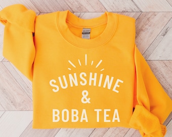 Sunshine & Boba Tea Sweatshirt: Spring Bubble Tea Lover Gift