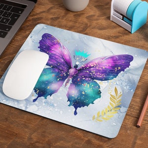 Iced princess butterfly blue purple mouse pad, cute desk decor, desk mat anime, gamine desk pad, desk mat aesthetic, cute mousepad,desk pad
