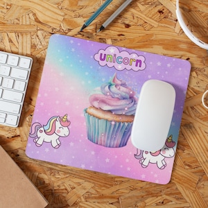 Magical Unicorn Star Cupcake mousepad, cute desk mat, cute mouse pad, desk mat aesthetic, pc accessories, cute desk decor, gaming desk pad,