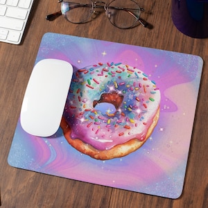 Groovy Pink and Blue doughnut Mouse Pad, Cute Desk Decor, desk accessories, desk organizer, gift for her, desk pad, cute mousepad, deskmat