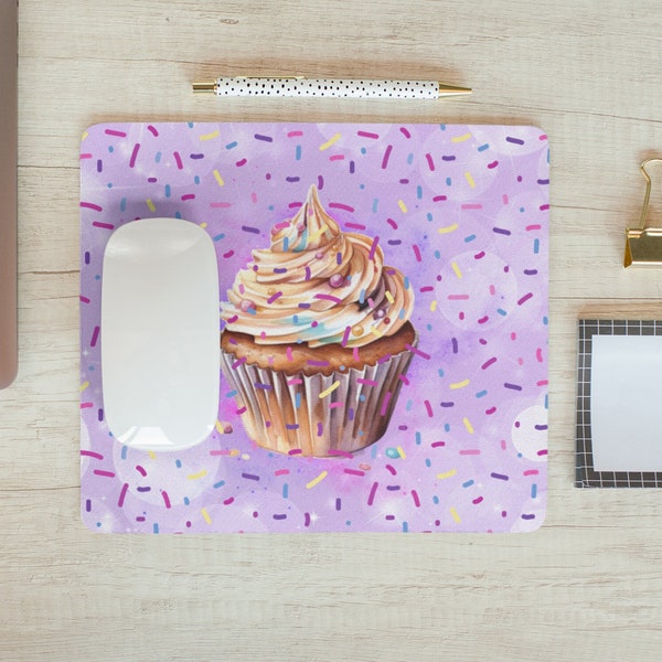 Cupcake mouse pad| Gifts for her| office decor| cute computer pad| Sprinkle cupcake mouse pad| soft rubber pad| Girlfriend Gifts