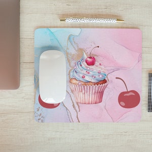 Sweet cherry cupcake mousepad, pc accessories, desk organizer, desk mat aesthetic, desk mat cute, cute desk decor, gaming desk pad, desk pad