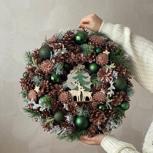 Rustic Winter Wreath for Front Door Green Christmas Wreath. - Etsy