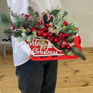 Red christmas wreath for front door with pinecones, red berries and pine. image 9