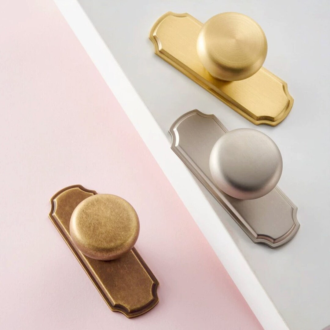 Backplate Brass Knobs Antique Gold Knobs Matte Nickel Knobs Brass