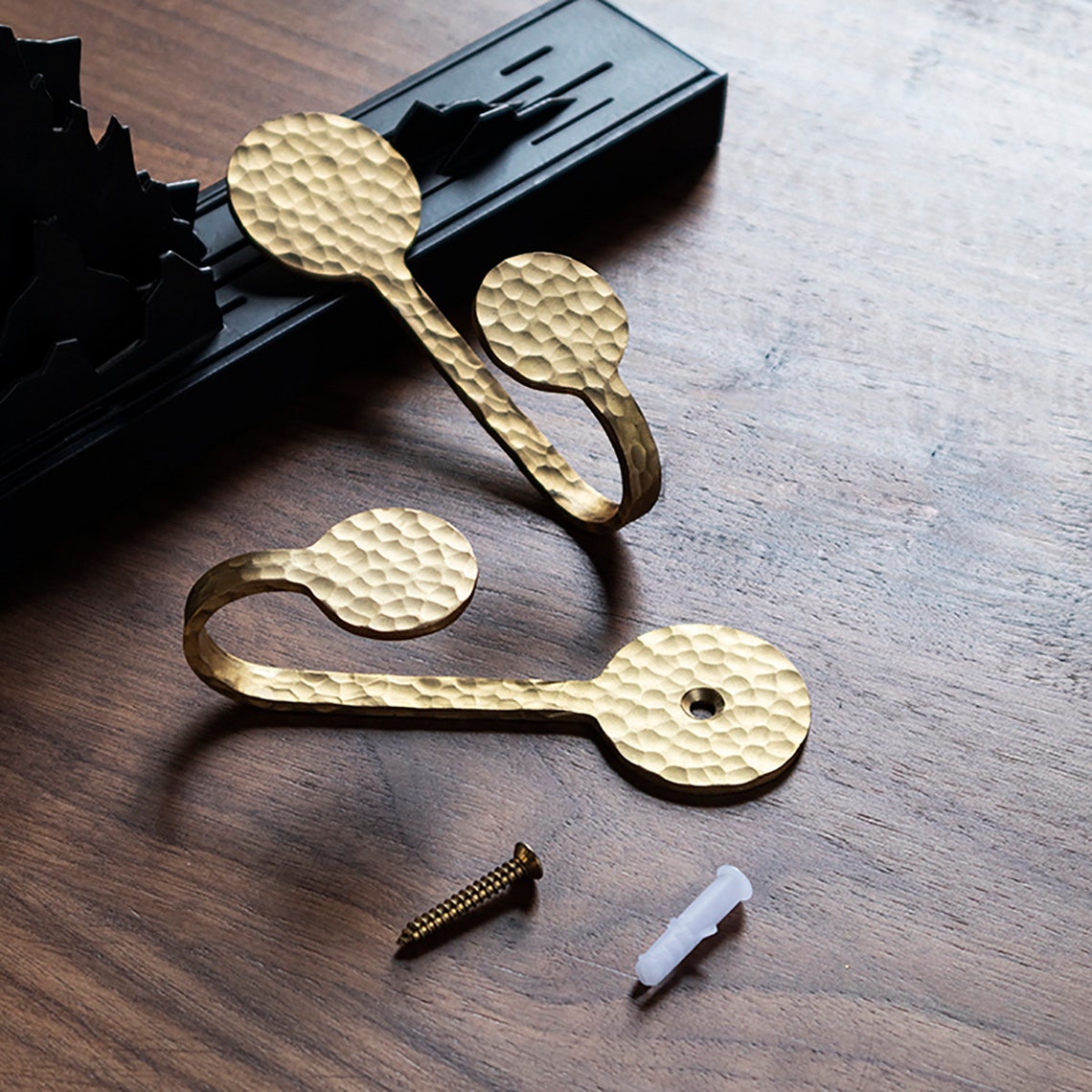 Brass Wall Hooks Antique Brass Wall Hooks With Hammered Etsy