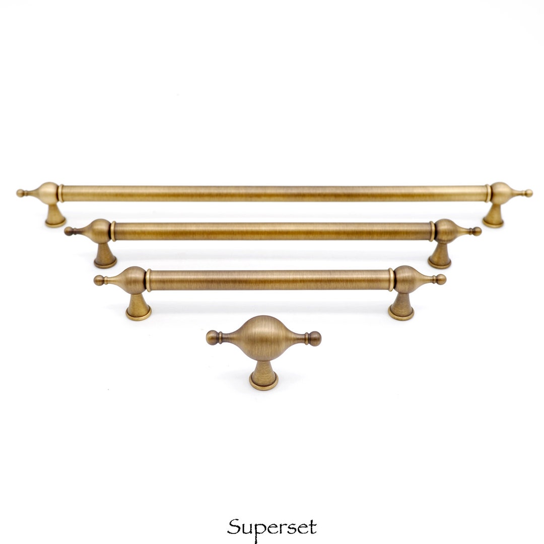 Retro Aged Brass Handles & Knobs Antique Gold Drawer Pulls Antique