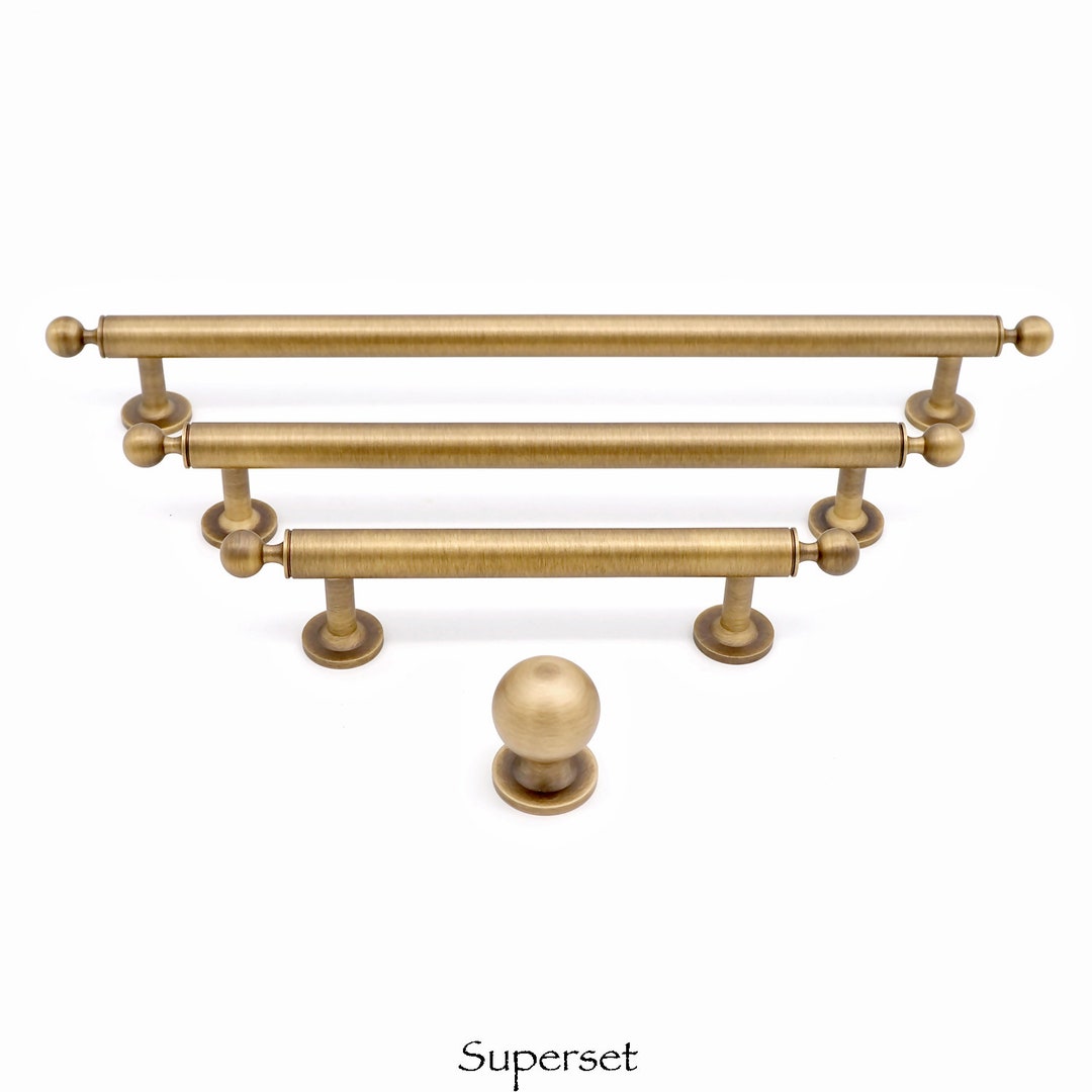 Aged Brass Kitchen Pulls Antique Gold Round Knobs Bronze Champagne