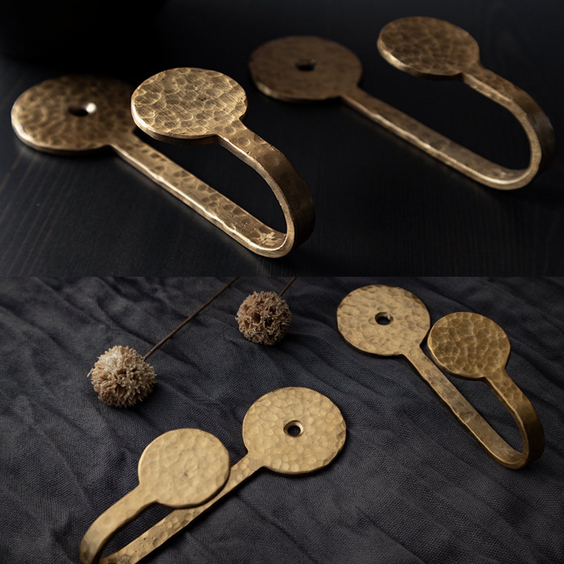 Brass Wall Hooks Antique Brass Wall Hooks With Hammered Etsy
