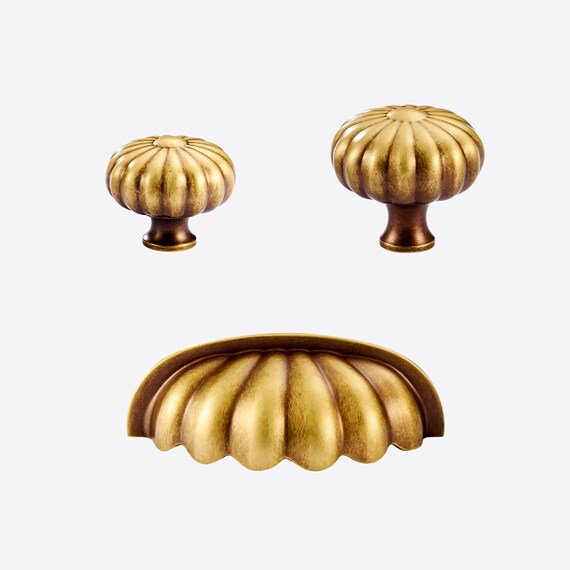 Antique Brass Drawer Knobs and Pulls Pumpkin Look Brass Etsy