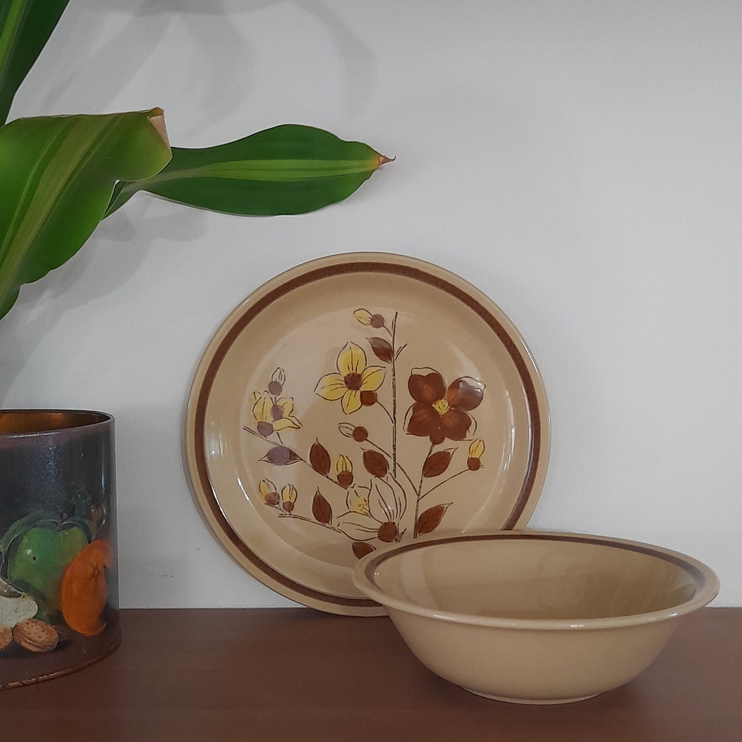Vintage Suzukastone Bowl and Side Plate Set Spring Blossom Etsy Australia