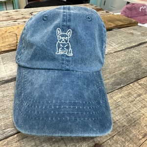 Frenchie Bulldog Baseball Hat~pigment navy~ french bulldog~dad hat~embroidered