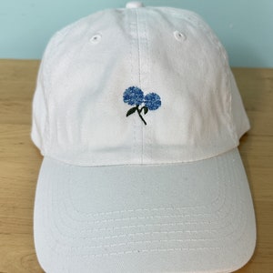 white Hydrangea Baseball Hat~Flower Dad Hat~Pigment Dyed Hat