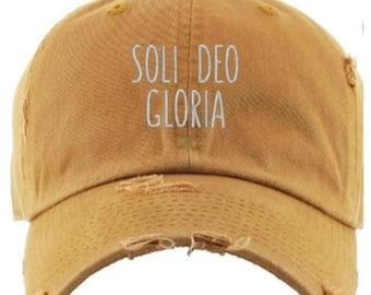 Soli Deo Gloria Baseball Hat~Mustard Hat~Christian Baseball Hat~Reformed