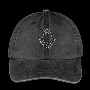 Ghost Embroidered Dad hat ~pigment dyed~spooky ghost~halloween baseball hat~fall hat