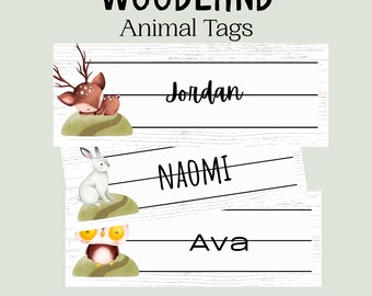 Editable Woodland Animal Name Tags, Classroom Decor (Digital Download)