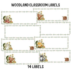 Woodland Classroom Labels, Woodland Animal Theme Decor, Classroom Decor, Printable Woodland Student Desk Labels