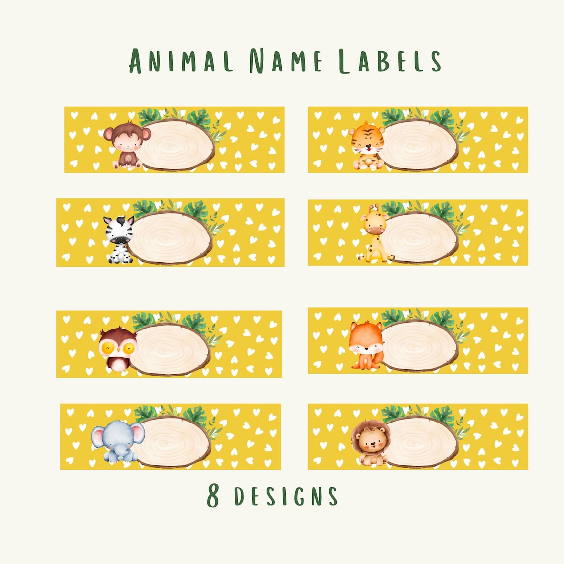 Animal Classroom Name Labels, Cubby Tags for Preschool, Baby Animal ...