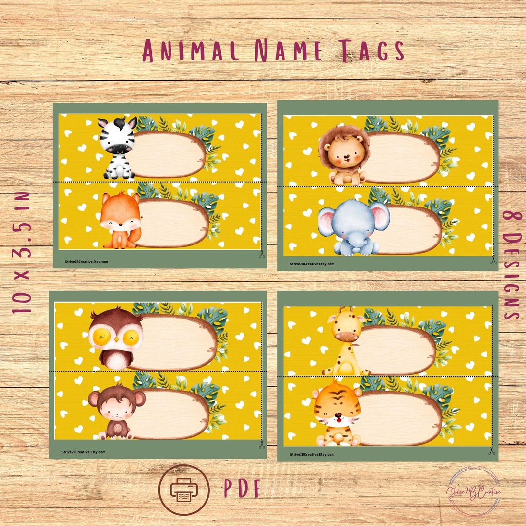 Animal classroom name labels cubby tags for preschool baby etsy