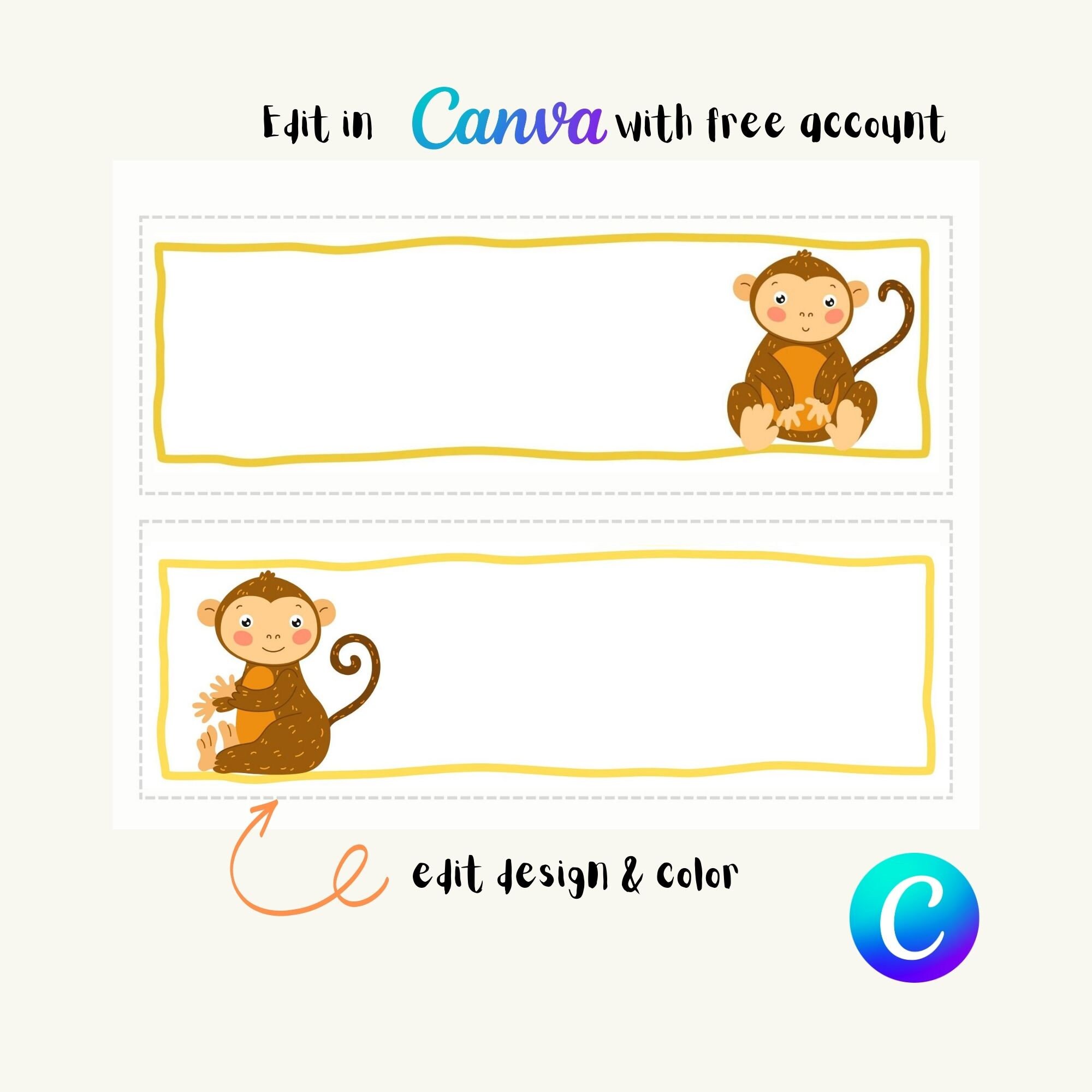 Free Printable Monkey Name Tags Free Printable Monkey Name Tags