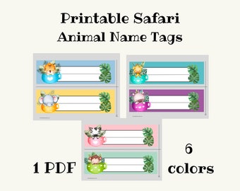 Etiquetas de identificación para el aula con temática de animales de safari, etiquetas imprimibles para casilleros (PDF)